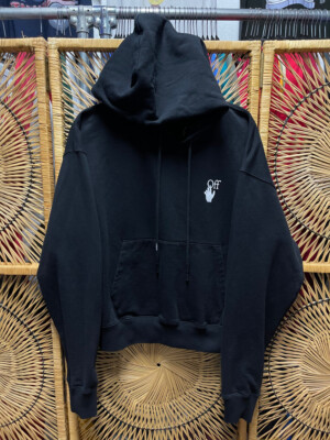 2020 OFF-WHITE C/O VIRGIL ABLOH Black Cut Here Oversized Hoodie
