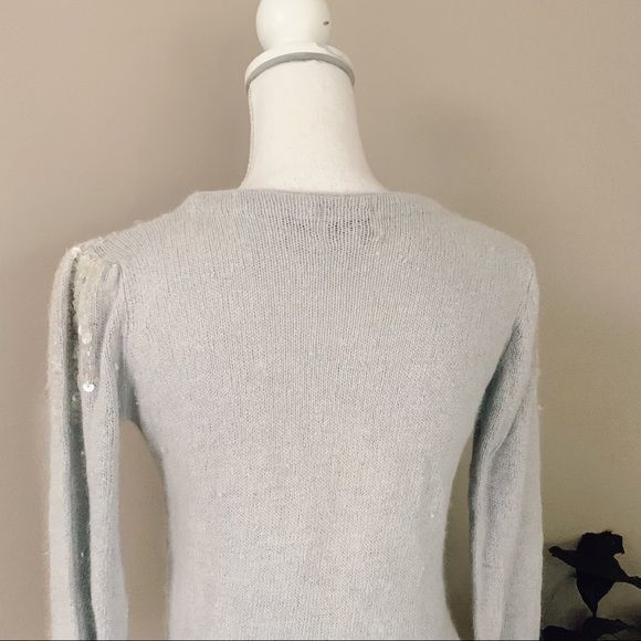 Vintage Silk & Angora Blend Sequined Gray Sweater - image 4