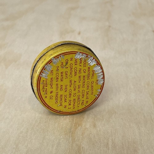 J R Watkins Corn Salve Empty Tin Small Round Made in Australia - Picture 6 of 8