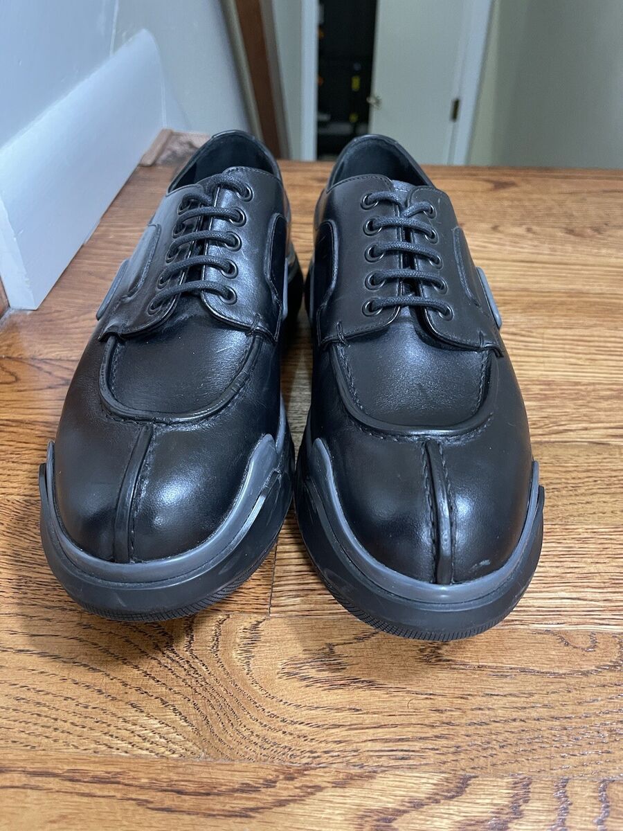 Luxury Prada Chunky Sneakers Black Leather 2EG132 Men's Size Luxury Prada Chunky Sneakers Black Leather 2EG132 Men's Size