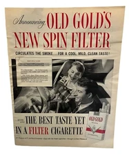 Old Gold Cigarettes Vintage Print Ad 50s Spin Filter Smoking Tobacco
