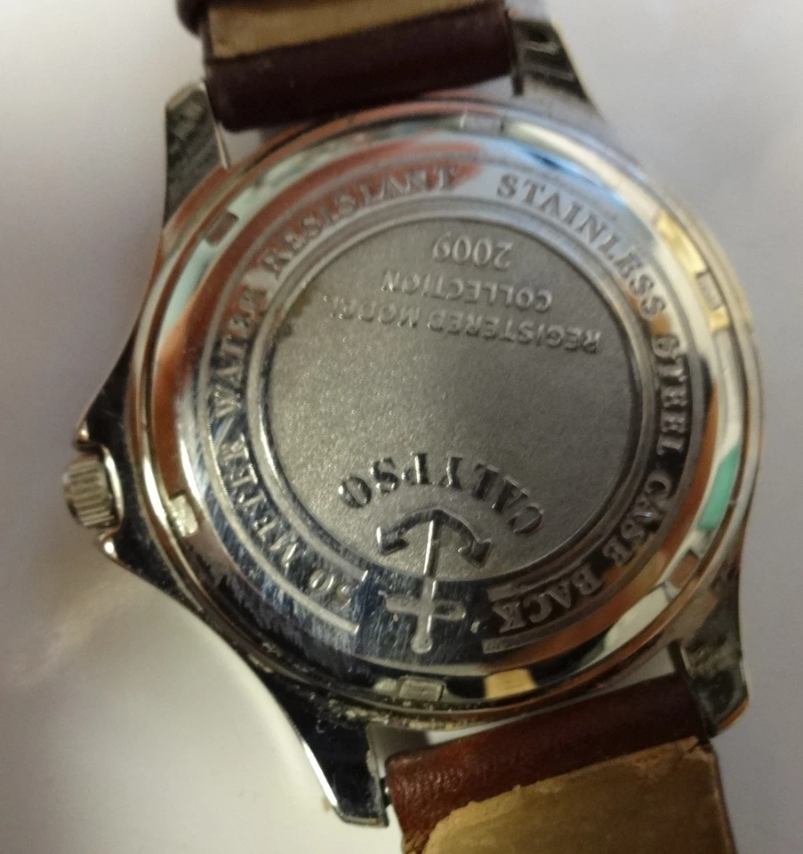 Reloj Pulsera Suizo Resistente al Agua Calypso 50 Metros Correa Cuero Colección 2009 Foto 3 de 4