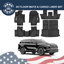 3D Floor Mats for 2024 2025 Toyota Grand Highlander 7 & 8 Seats Non-Slip Liners