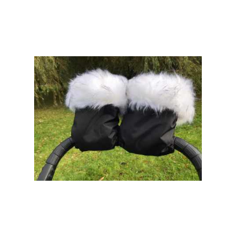 Mittens for pushchair & pram by Clair de Lune universal faux fur in snow fox - Picture 1 of 2