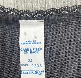 VTG Lingerie Camisole 34 Black Sliky Antron Nylon Chantilley Lace By Bestform