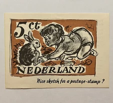 1953 NICE SKETCH FOR A POSTAGE STAMP NETHERLANDS PHILATELIC BROCHURE, NO STAMPS