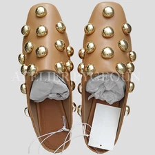 NWT H&M Embellished Coated Mules Beige/gold-colored Sizes US 7, US 9
