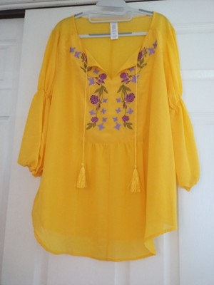 Avon Beautiful Bright Yellow Blouse X Large