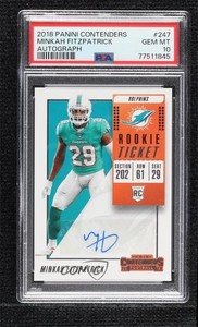 2018 Panini Contenders Minkah Fitzpatrick #247 PSA 10 GEM MT Rookie Auto RC
