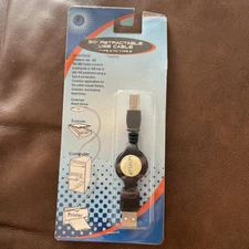 E Tech 30" Retractable USB Cable Type A USB to Type B USB - New in Packaging