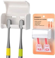Toothbrush Holder Wall Mounted with Cover, Self Adhesive Toothbrushes Holder