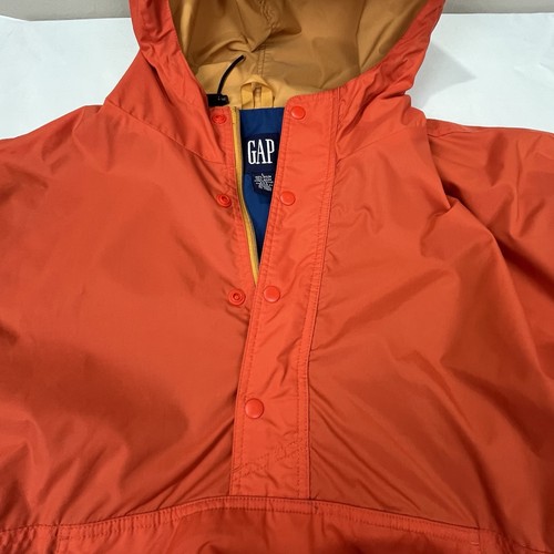 Gap Jacket Men Large Orange Anorak Windbreaker Pullover Hooded 1/2 Zip VTG Y2K - Picture 5 of 12