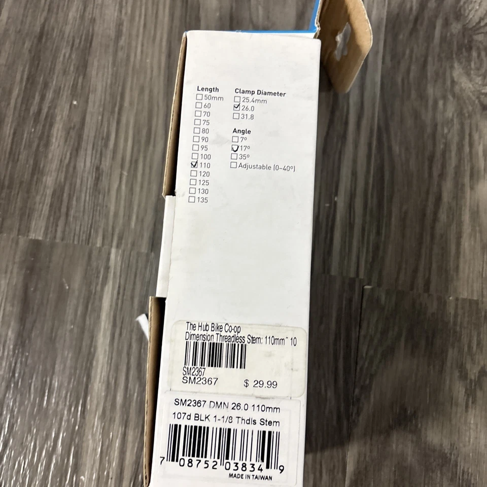 Dimension 26.0 Stem Lenght 110mm Clamp 17 Deg 1 1/8 Black Aluminum #V4 - Image 3 of 3