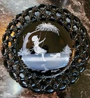 Westmoreland Black Milk Glass Heart Plate Dish Vintage Signed 1971