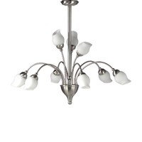 Deckenleuchte Verona 9 Flammig Halogen Lampe Glas Weiß Nickel HäNgeleuchte Lampe