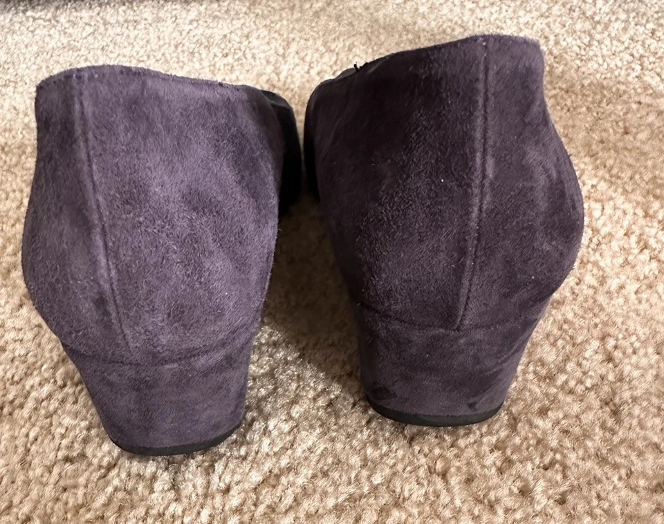 Thierry Rabotin Mujer’s Gamuza Azul Genuino Italiano Punta abierta Sin Cordones Cuña 40 US9 Foto 4 de 4