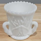 Early American Pressed Glass Toothpick Holder Swans Milk Glass Antique Vintage