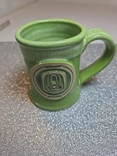Deneen Pottery Coffee Mug Green Drip Glaze Hand Thrown Optimow Greenworks