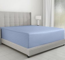 California Design Den King Sateen Damask Stripe Fitted Sheet Only