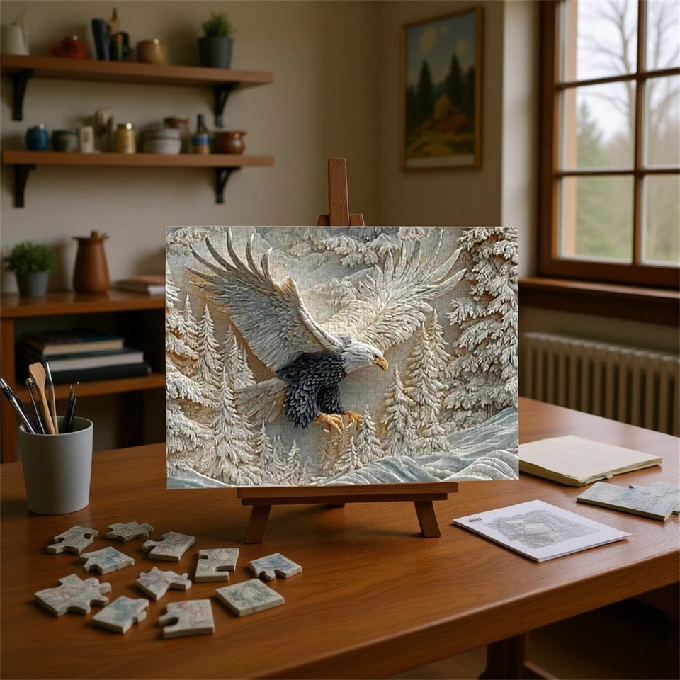1000 Pieces Nature Challenging Eagle Art Jigsaw Puzzles Hard Aesthetic Difficult - image 2 of 4