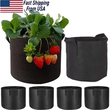 5 Pk Plant Grow Bags Fabric Pot Nursery Soil Bag with Handles Thickened Nonwoven