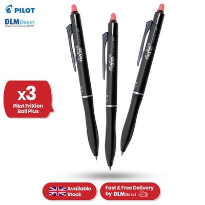 Pilot Frixion Ball Plus Rot Radierbare Stifte 0,7 mm 3er Pack Glatte Schreibtinte