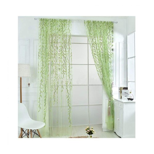 Ufurty 2 Pieces Willow Window Curtain Voile Tulle Room Salix Leaf Sheer Gauze...