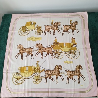 Vintage Hermès Seidentuch ''Coach & Saddle'', gebrauchter Zustand