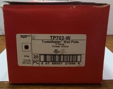 Legrand-Pass & Seymour TP703-W Receptacle Wallplate, 2 Gang, White BOX OF 20 NEW