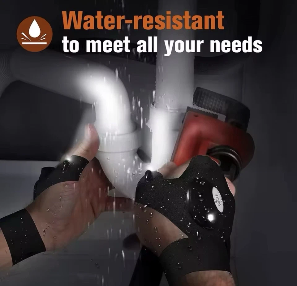 2 Pack LED Flashlight Gloves (4 Gloves) Waterproof Light Gloves Work & Outdoor - Image 2 of 4