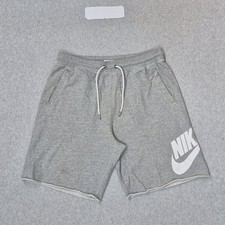 Nike Men Shorts L Gray Sweatshorts Big Swoosh...