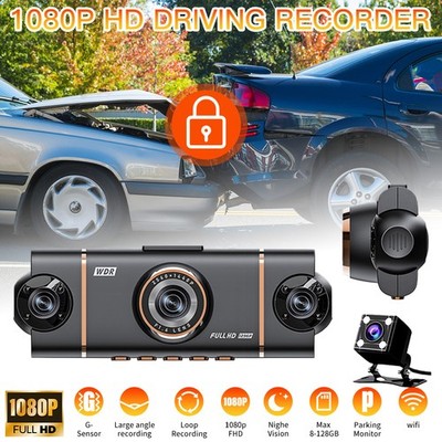 4Lens 360° Dash Cam For Cars WIFI APP Car DVR 1080P Front Camera Video Recorder 