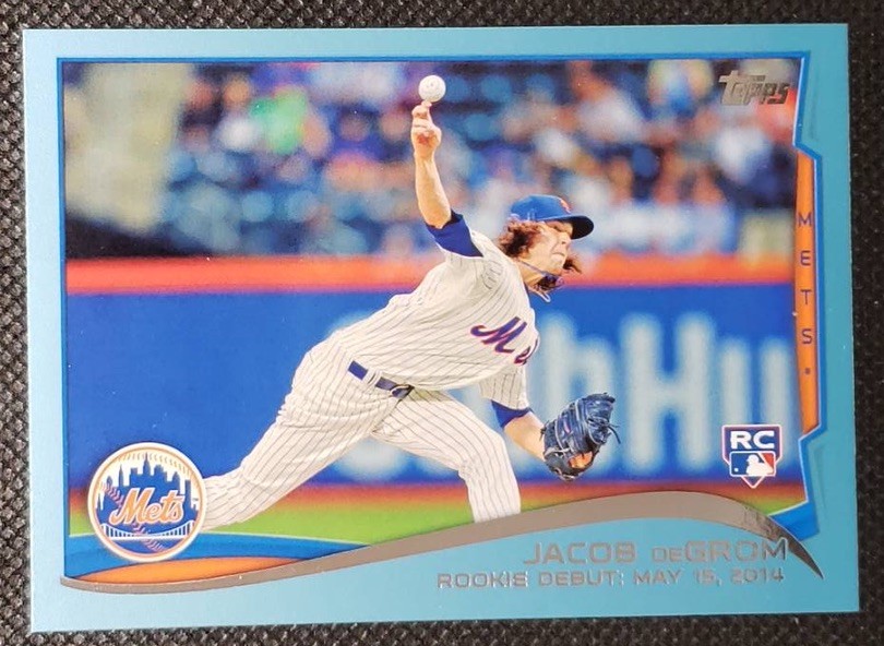 2014 TOPPS UPDATE US57 JACOB DeGROM BLUE WALMART BORDER 📈 ROOKIE CARD PARALLEL