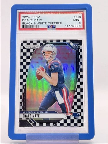 DRAKE MAYE 2024 PANINI PRIZM ROOKIE BLACK & WHITE CHECKER MINT RC PSA 9 Q4547
