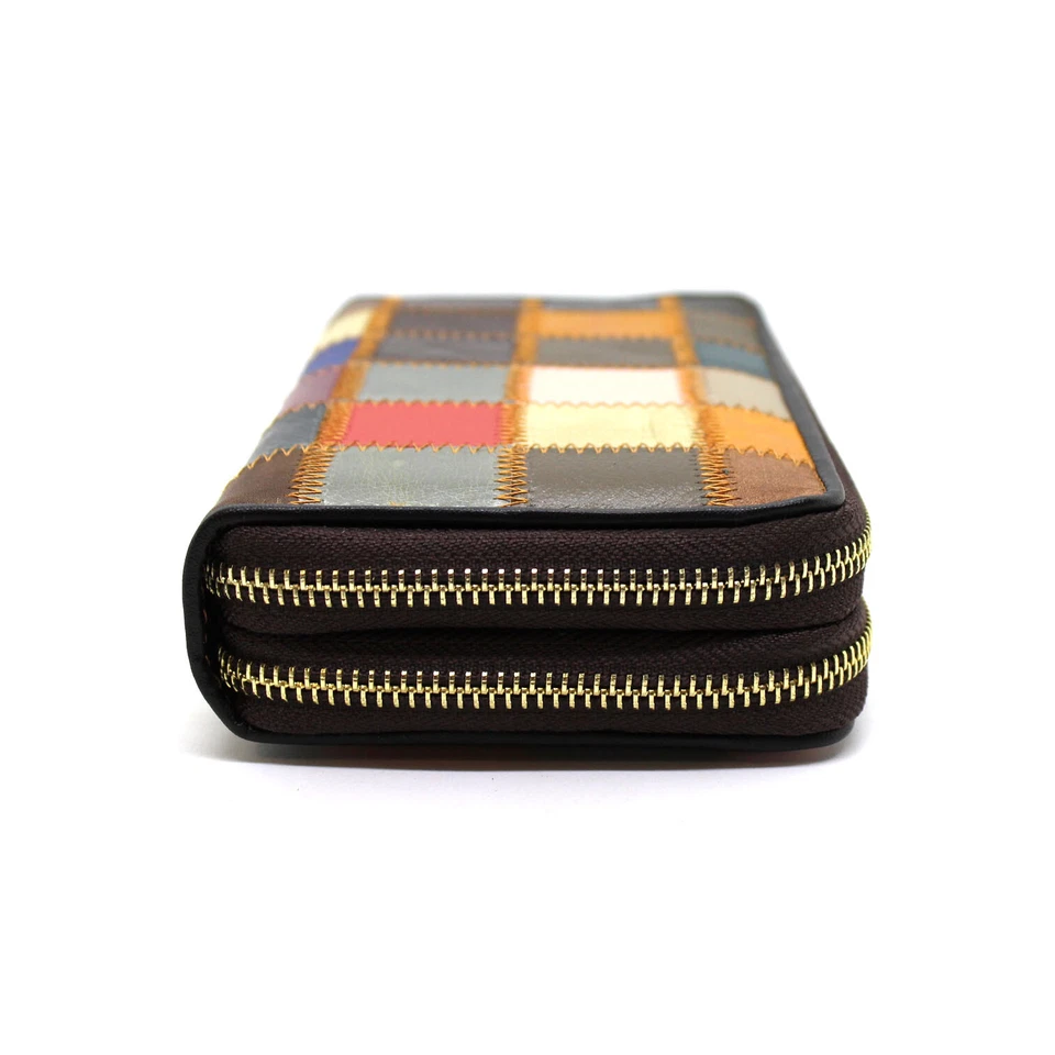 Portafoglio Donna Firmato Grande in vera pelle doppia zip Borsellino Multicolor - Immagine 3 di 4