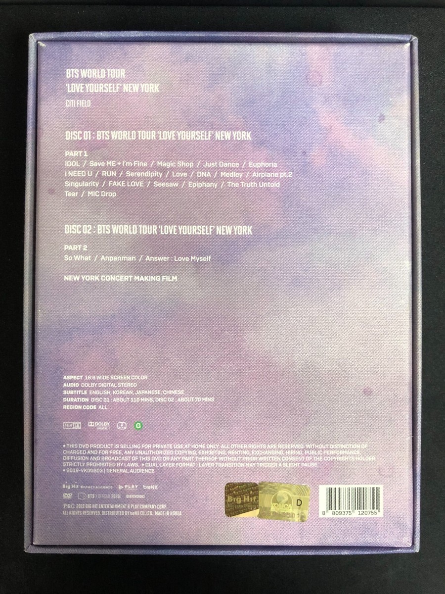 BTS WORLD TOUR LOVE YOURSELF New York DVD+PHOTOBOOK+POSTCARD