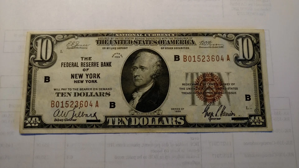 1929 National Currency Federal Reserve Bank of NEW YORK NEW YORK CRISP 10.00++++ - Image 3 of 4