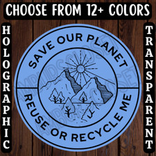 40 RECYCLED PACKAGING STICKERS 2" LABELS SHIPPING THANK YOU SAVE THE PLANET