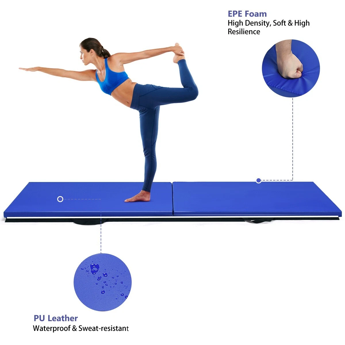 4'x8'x2 Thickened Folding Gym Exercise Mat Elastic Yoga Mat, 45 OFF