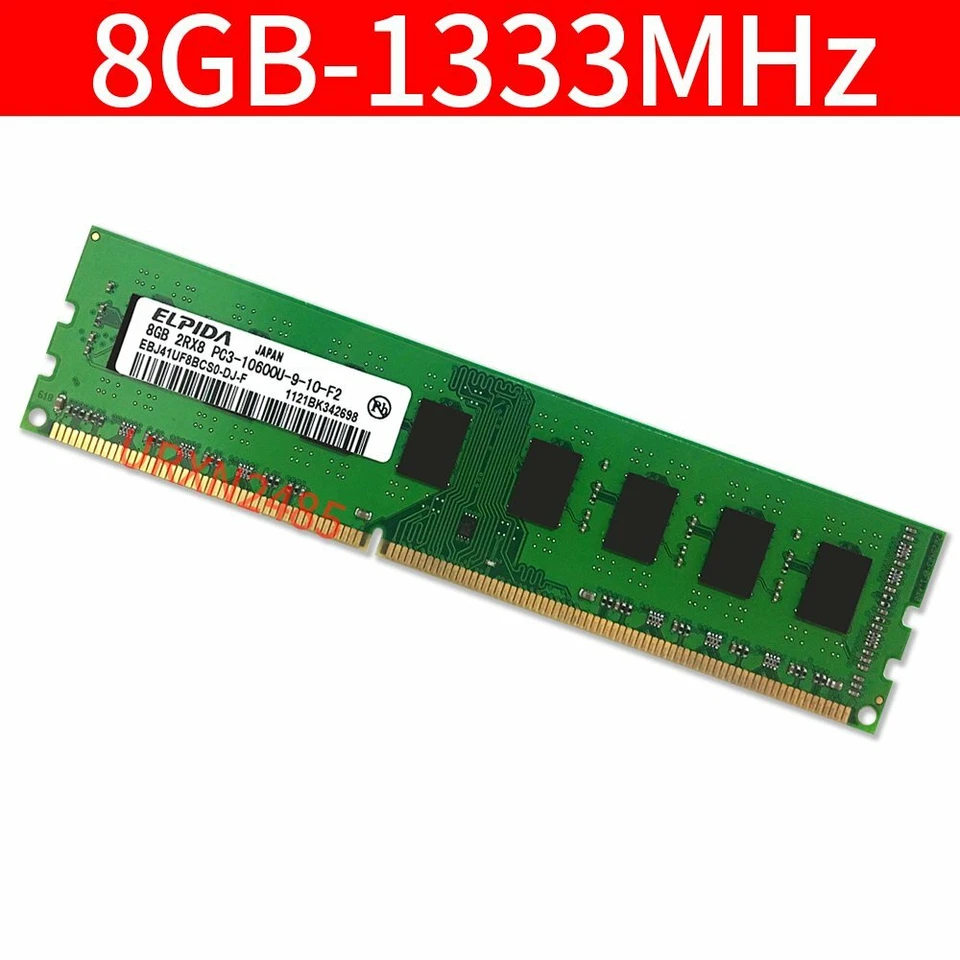 8GB 4GB DDR3 1333Mhz PC3-10600 2Rx8 240Pin DIMM Desktop Memory RAM Elpida LOT BT - Image 2 of 4