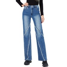 Women's Denim Palazzo Jeans High Waist Washed Casual TOOCOOL RM2303