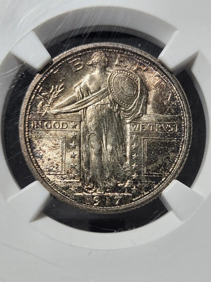 1917 Type 1 MS64 FH NGC CAC Standing Liberty Quarter - Image 2 of 4