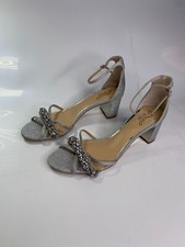 Jewel Badgley Mischka Women's Giona Embellished Evening Silver Sandal Sz 11w