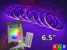 JHB 6.5" 8PCS RGB Color Change LED Subs Speaker Rings Lights Remote APP Control