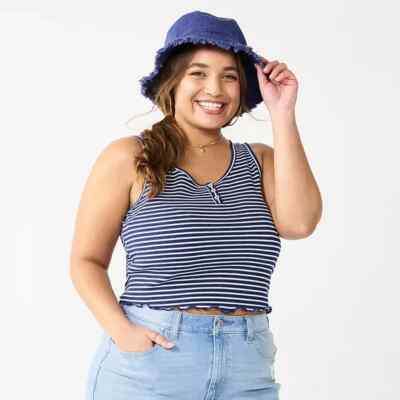 Juniors' Plus Size SO  Henley Tank Top 3X