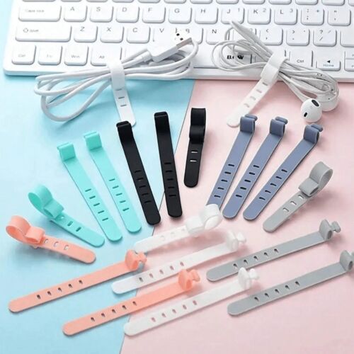 6pcs Multi-Color Reusable Silicone Cable Ties Multifunctional Twist & Bag Clips - Afbeelding 7 van 8
