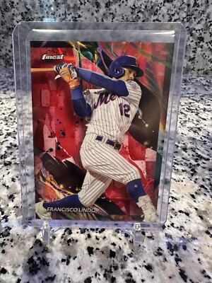 Francisco Lindor 2024 Topps Finest Uncommon Red Lava Refractor 3/5 Mets #102