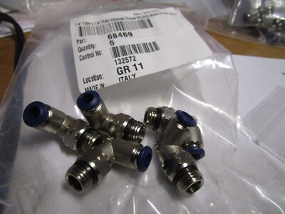1/4'' Tube x 1/4'' Male Univ Thread 90° Nickel Plated Brass PTC Swivel Elbow QTY 5