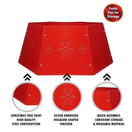 Christmas Tree Skirt Base Metal Cover Stand Hexagon Shape Xmas Decoration NEW - Picture 4 of 6