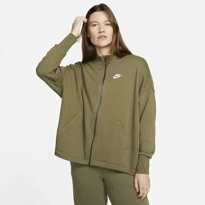 Nike Sportswear Essential Mujer Grande Verde Gran Tamaño Polar Cremallera Completa DD5376 222 Foto 3 de 4